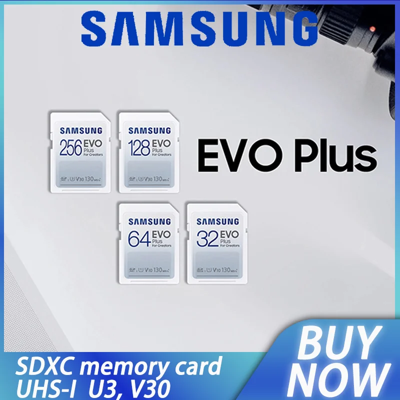 

Original Samsung 256GB 64GB 128GB 32gb SDXC memory card EVO Plus U3 V30 Read speed 130MB/s digital camera memory card SD card