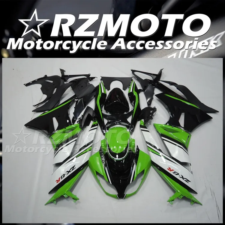 

Новый комплект обтекателей из АБС-пластика, подходит для Kawasaki Ninja ZX-6R ZX6R 636 599 2009 2010 2011 09 10 11 12, комплект кузова зеленого и белого цвета