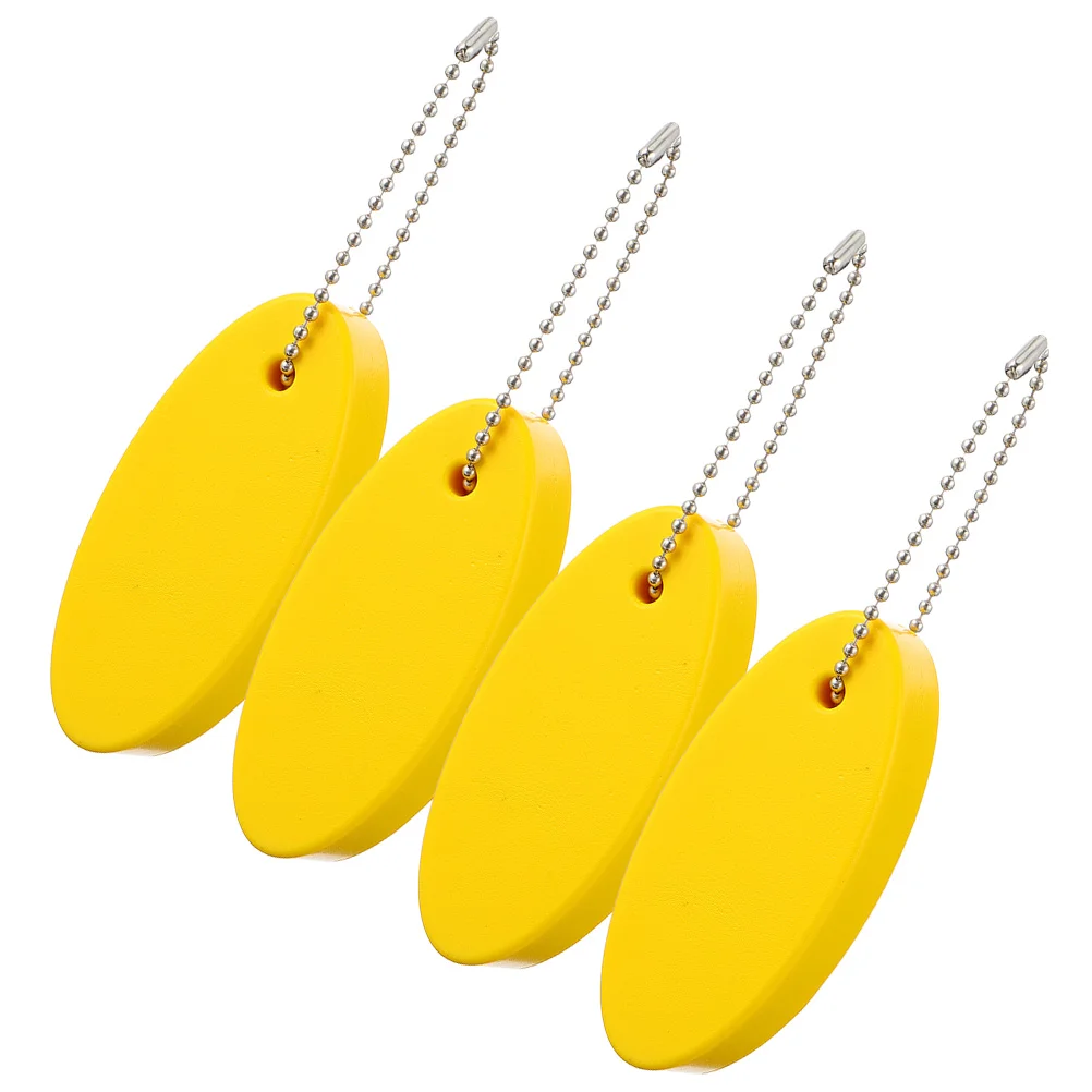 

4 Pcs Yellow Decor Oval Floating Key Ring Sports Gift Keychain Surfboard Pu Boating Must Haves Surfing Keychains