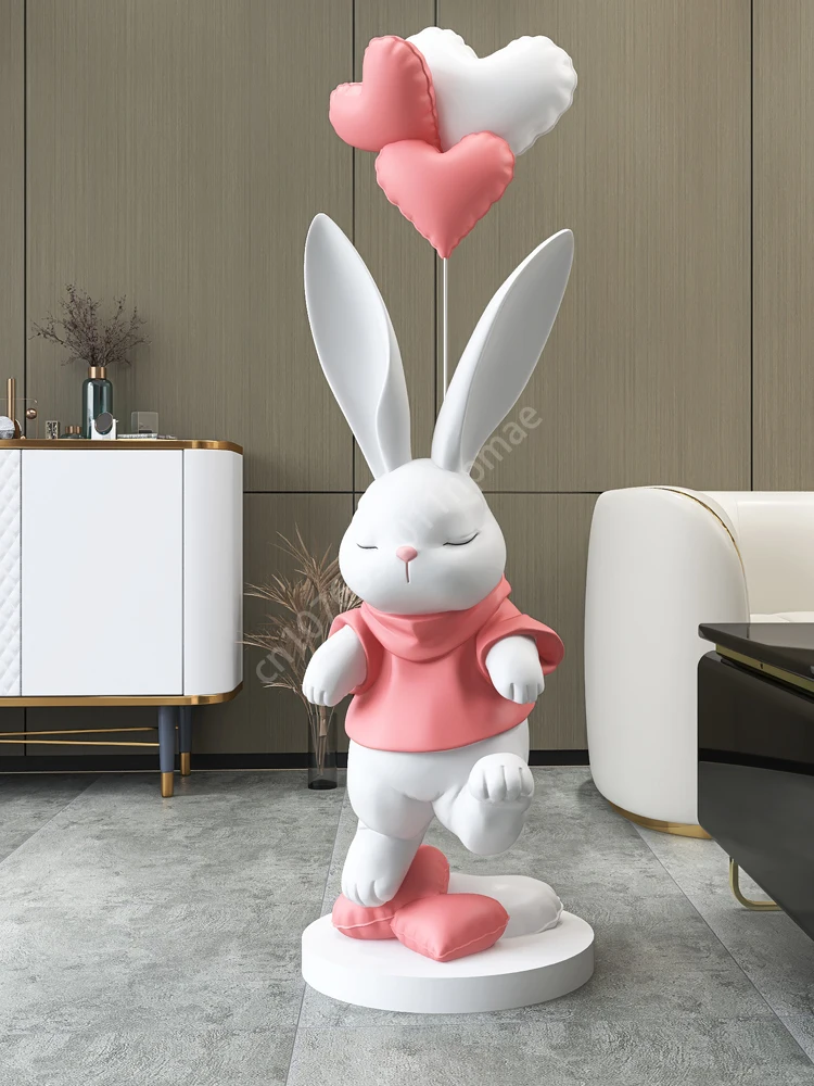 

Симпатичный кролик, большая декоративная статуя из смолы/гриф с изображением животного от пола к потолку, скульптура для гостиной, украшение для дома, подарок на новоселье