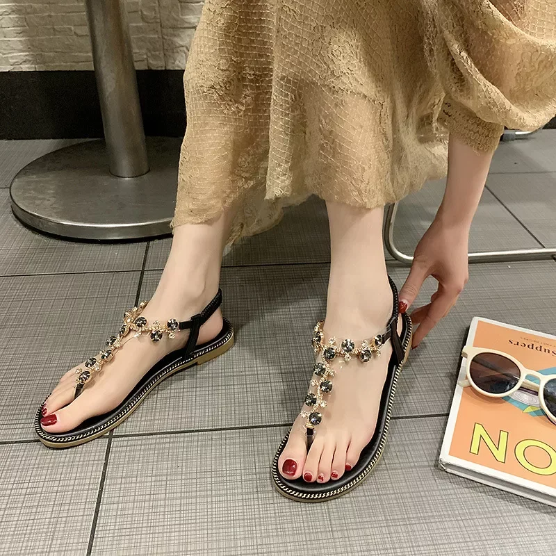 

New2022 shoes women flat sandals 2022 flip flops women shoes crystal fashion beach ladies sandal women sandalia feminina