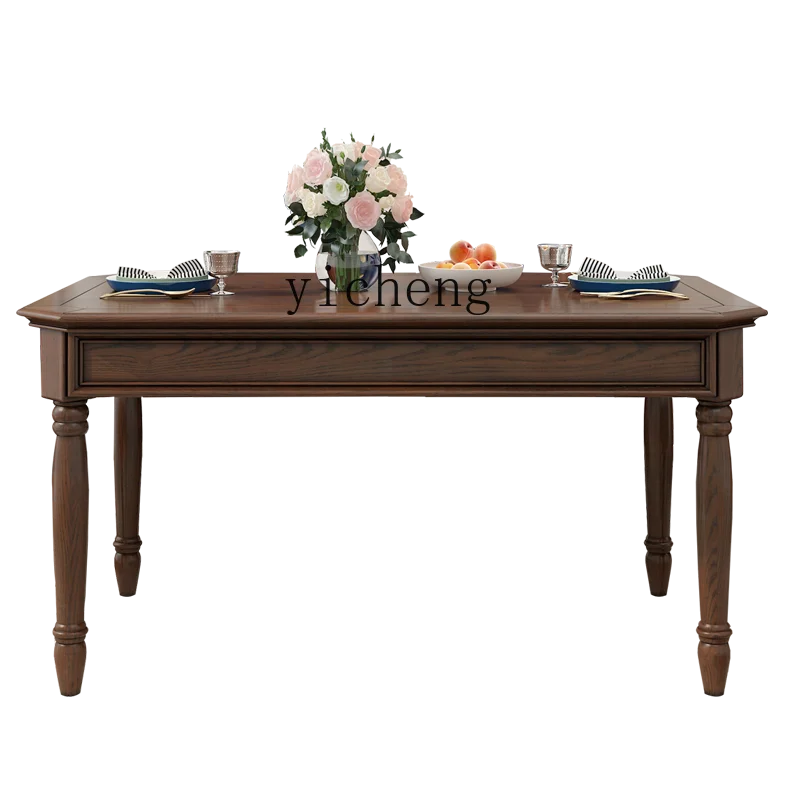 

Zk Solid Wood Dining Table Country Retro Dining Tables and Chairs Set Rectangular Dining Table Furniture