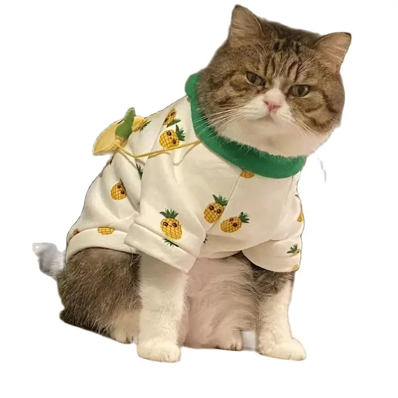 

Four Seasons Universal Cat And Dog Clothes Three-Dimensional Pineapple Backpack Cute Kitten Clothes Breathable Pet Clothes