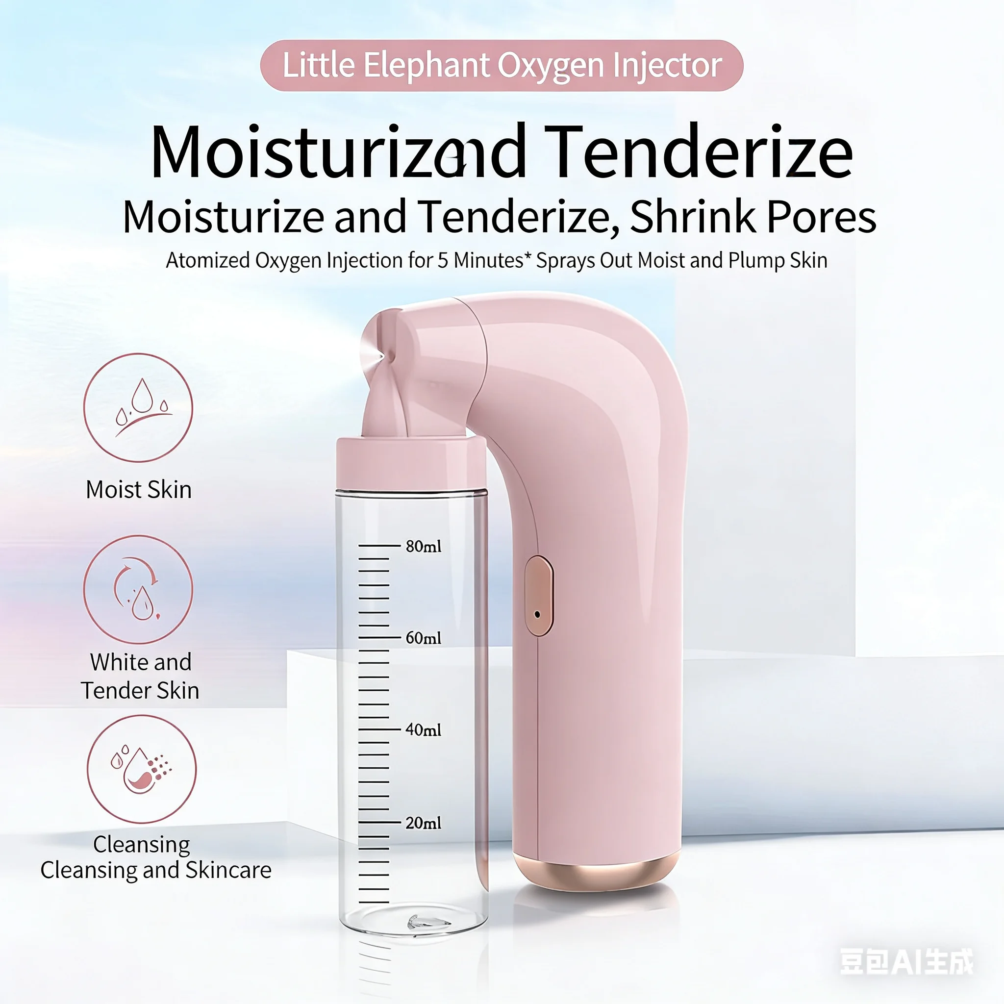 Фото Портативный увлажнитель воздуха, распыляющий кислородный заварочный аппарат, глубоко увлажняет, слои кожи, увлажнение лица, контроль жирности и укрепление №2