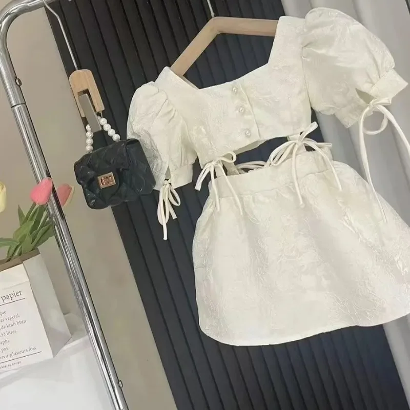 Модное платье принцессы с галстуком для маленьких девочек пышными рукавами