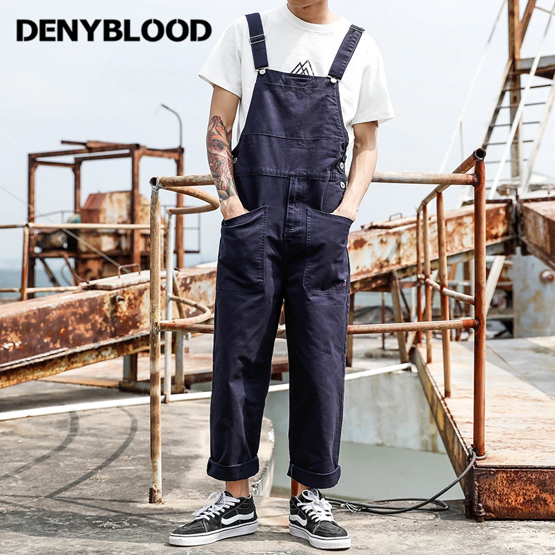 Denyblood Jeans 2022 Spring Summer Mens Casual Pants Jumpsuits High Street Work Cloths Bib Overalls For Man Suspender Pants 0303