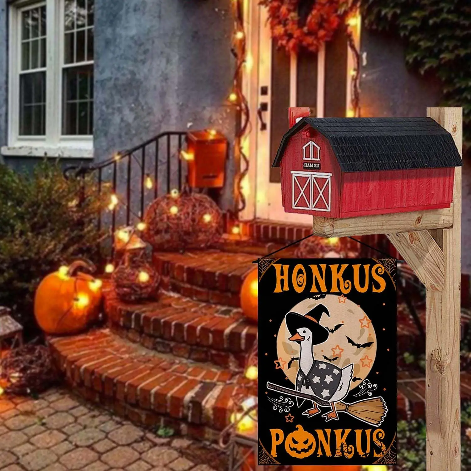 Флаг на Хэллоуин Honkus Ponkus Witch Goose - 12x18 дюймов, двусторонний, забавное украшение для двора, для приветствия гостей и празднования Хэллоуина PPZ (art.: 3920dca35e449) - 3920dca35e449