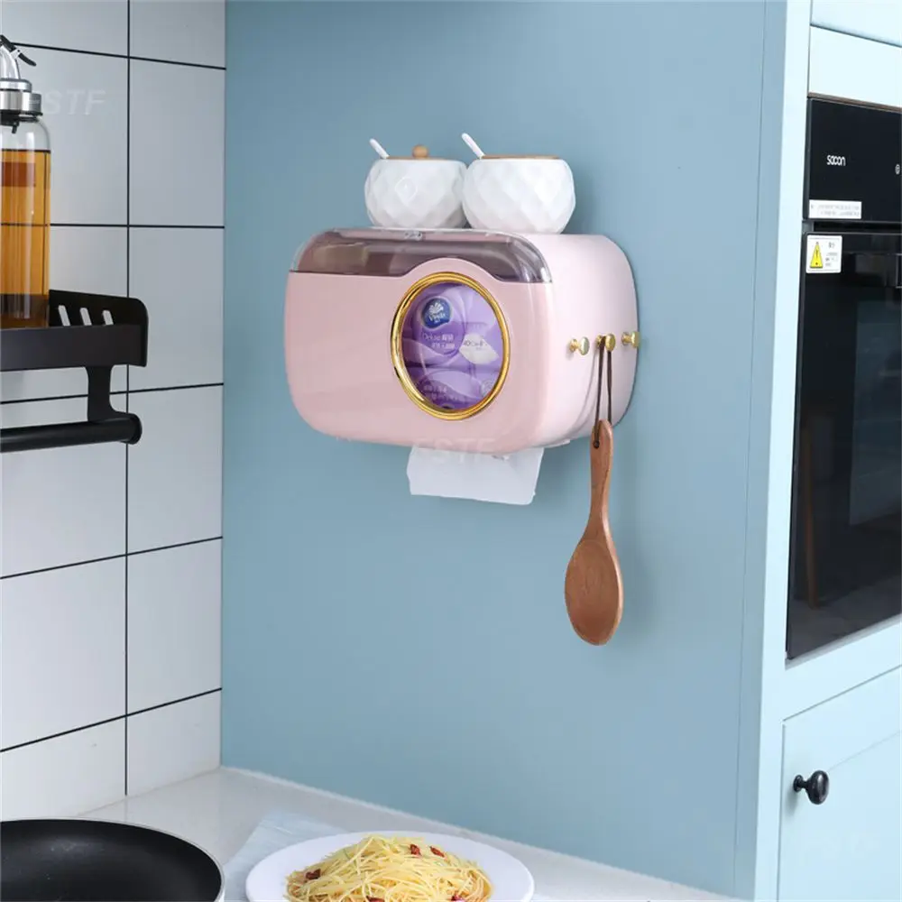 

Creative Tissue Box Open Cover Design Wall-mounted Strong Load-bearing Magnetic Door Opening Waterproof Storage Box Tissue Box