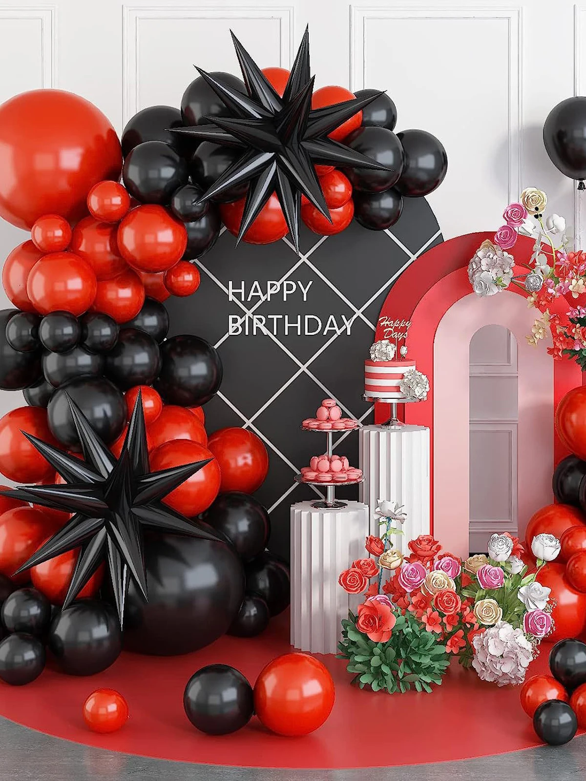 

Черно-красные воздушные шары для праздника, 89 шт