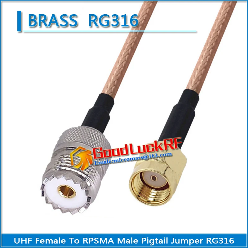 

1X Pcs PL-259 SO-239 PL259 SO239 UHF Female to RP-SMA RP SMA Male Coaxial Type Pigtail Jumper RG316 Cable UHF to RPSMA Low Loss