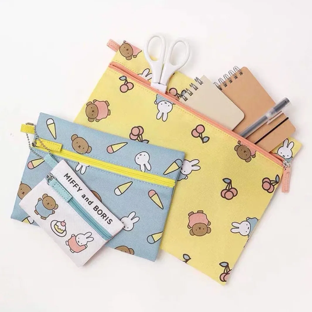 Kawaii Miffy 3 комплекта канцелярских принадлежностей сумка для хранения сертификатов
