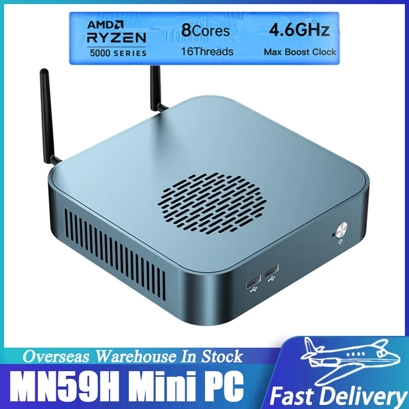 

MN59H Mini PC AMD R9 5900HX CPU AMD Radeon Graphics 8 GPU Up To 32GB RAM 1TB ROM 1000M WiFi6 Windows10 Mini Desktop Computer