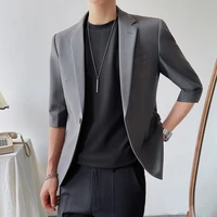 2021 summer solid color men blazers single button slim casual suit jackets gray wedding business blazer masculino social coat