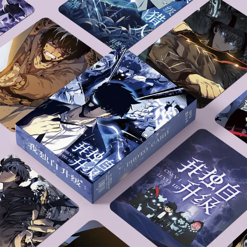 Фото 55 шт./компл. Solo Leveling Manga Laser Lomo Card Album Комические персонажи Фотокарта Коллекционные карты для фанатов №1
