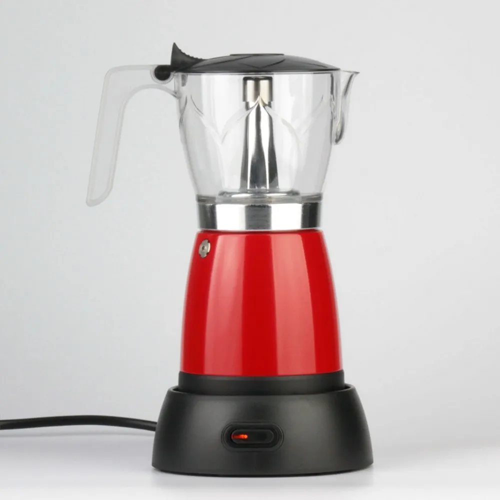 Фото Электрическая кофеварка Moka Pot, итальянская кофеварка Мока, алюминиевая электрическая кофеварка-перколятор №1