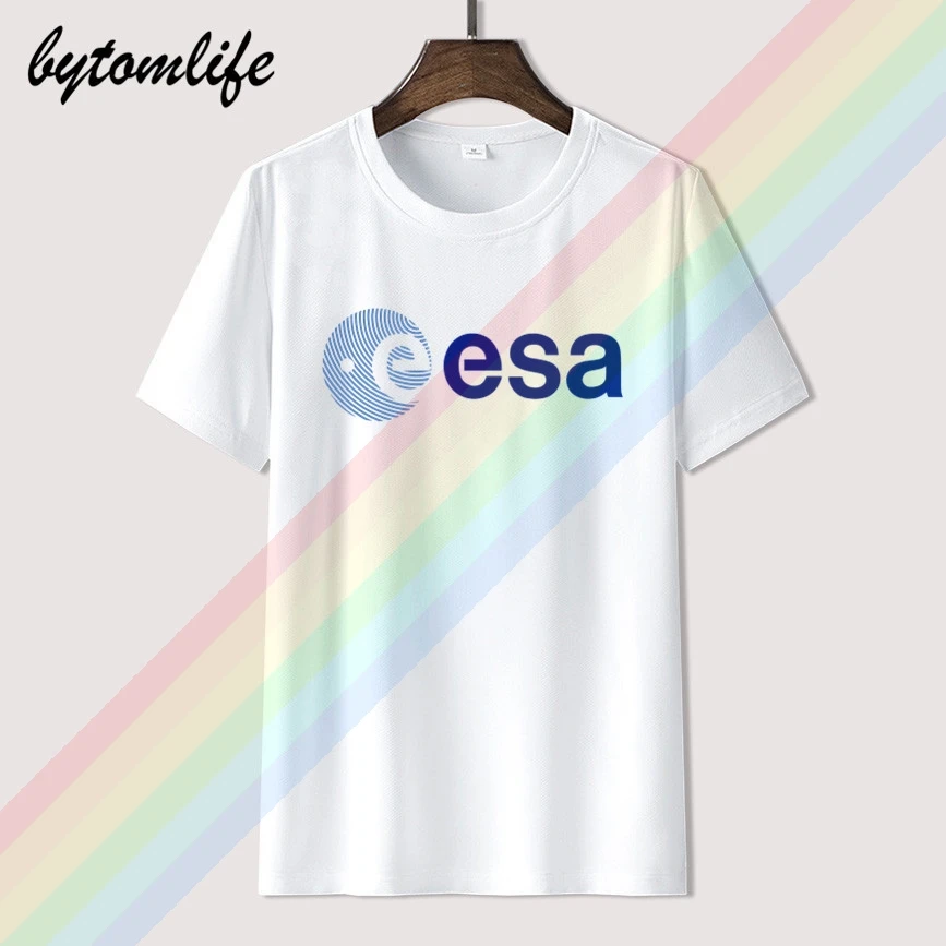 

esa europe european space agency symbol logo space nerd geek mens white t-shirt