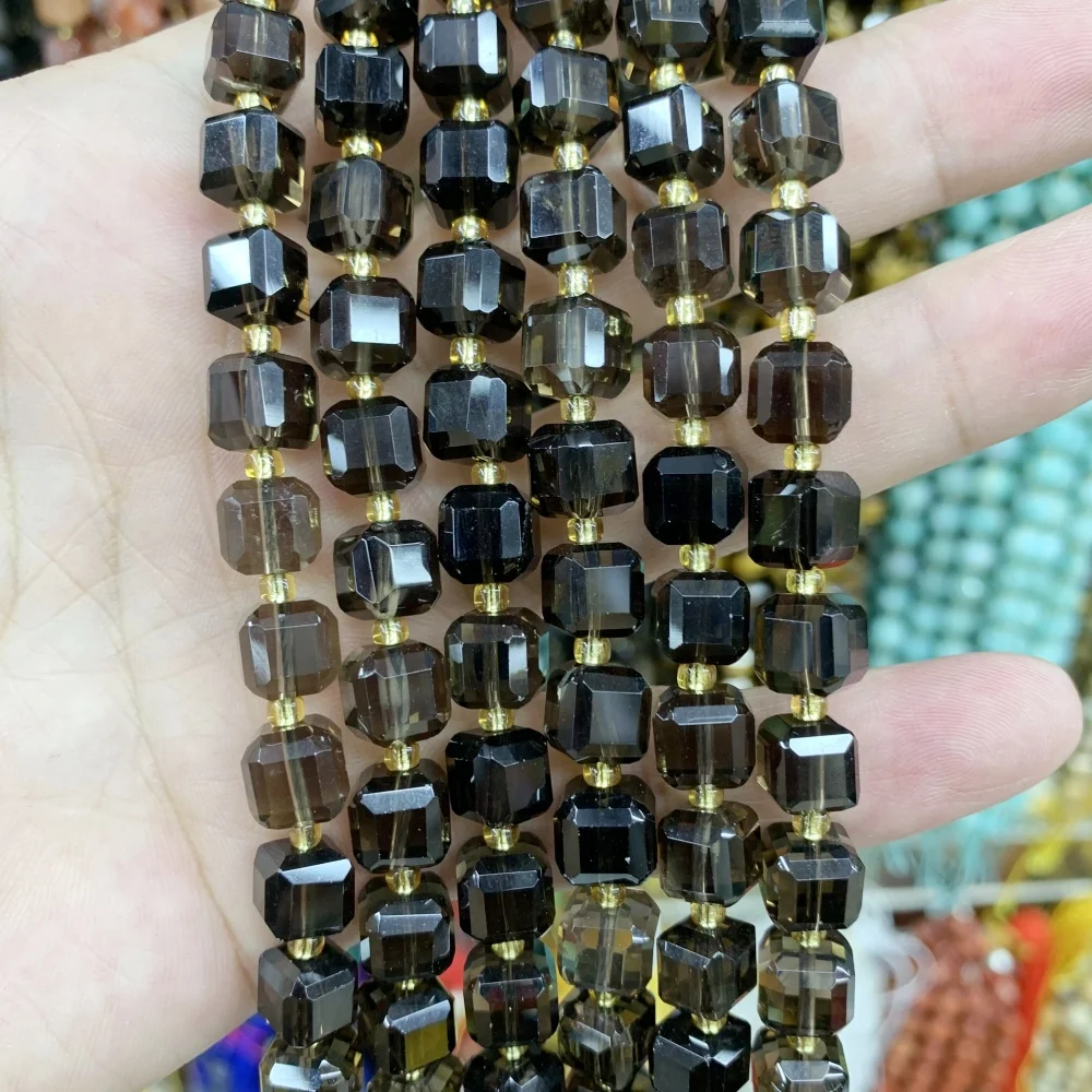 Бусины-разделители из натурального черного обсидиана 6/8 мм