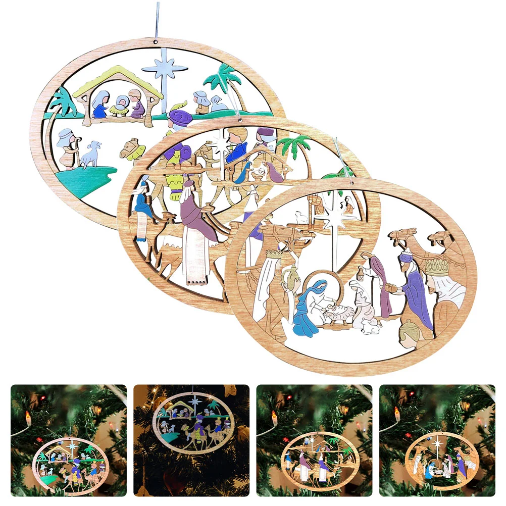 

Новогодняя елка, орнаментирующая подвеска, украшения Иисуса, декоративные деревянные украшения, бирки, украшения для Рождества
