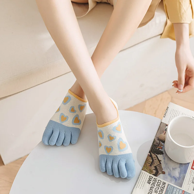 5 Pairs Women Five Finger Socks Medium Tube Socks Cotton Warm Autumn Winter Pure Color Combed Cotton Stockings Split Toe Socks