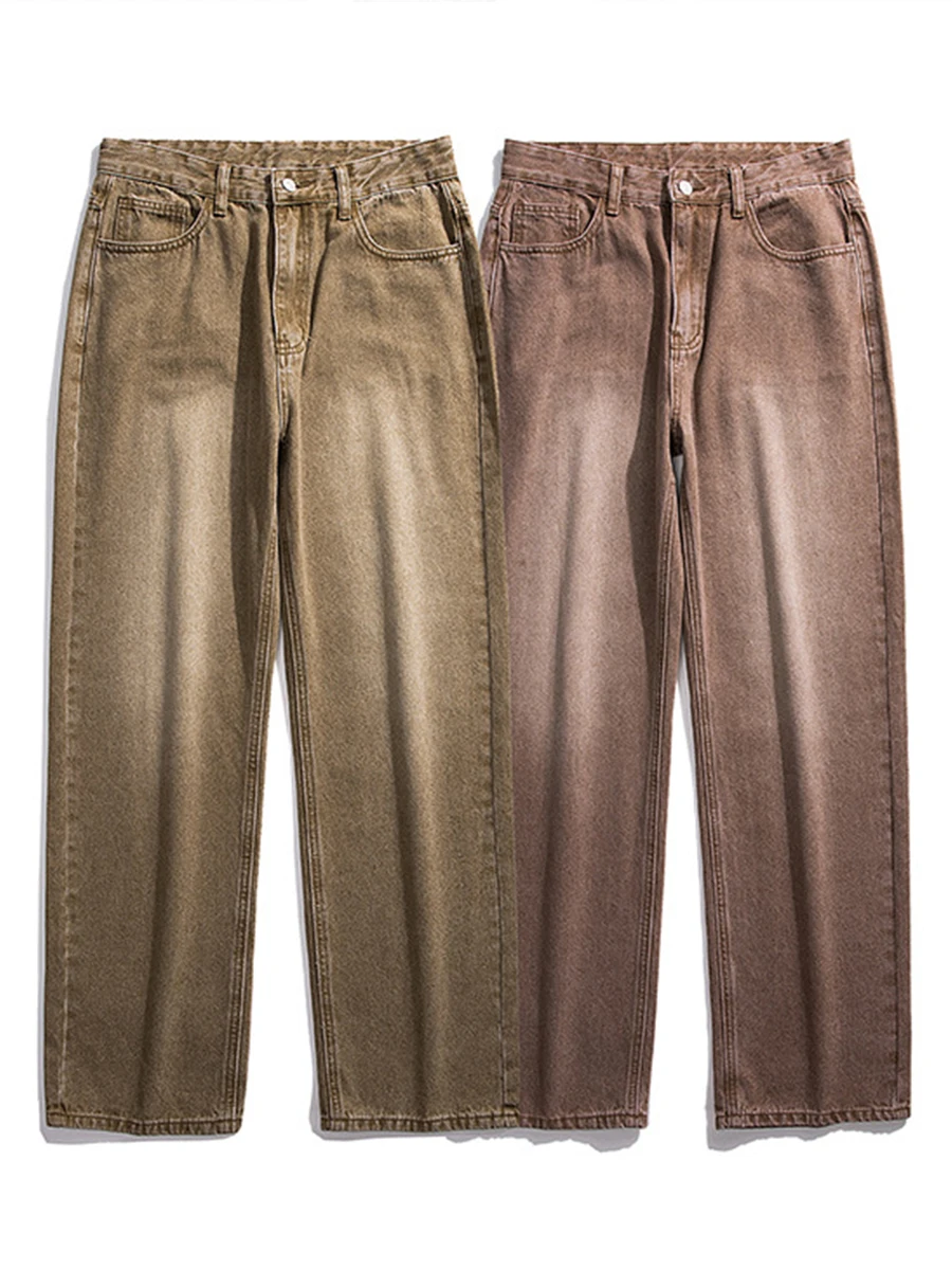 European and American Men's American Street Washed Wide Leg Jeans Men's Trend Retro Loose Vertical Leg Trousers Streetwear Pants