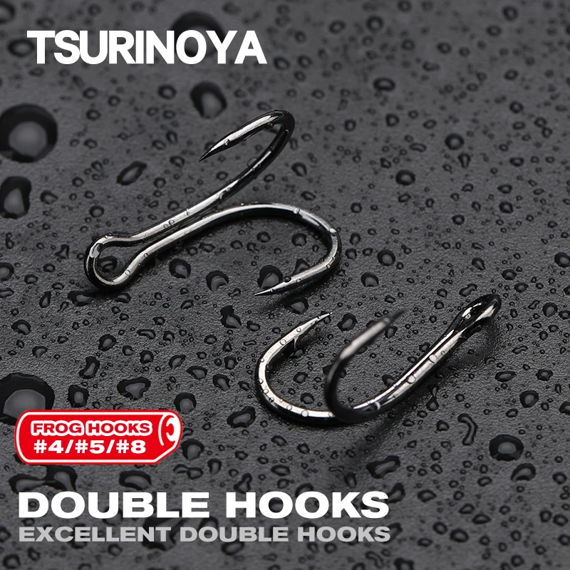 

TSURINOYA 20pcs/40pcs Long Shank Weedless Fishing Hook Double Hook for Soft Lure Fly Tying Duple Hook for Jig Bass Fish Tackle