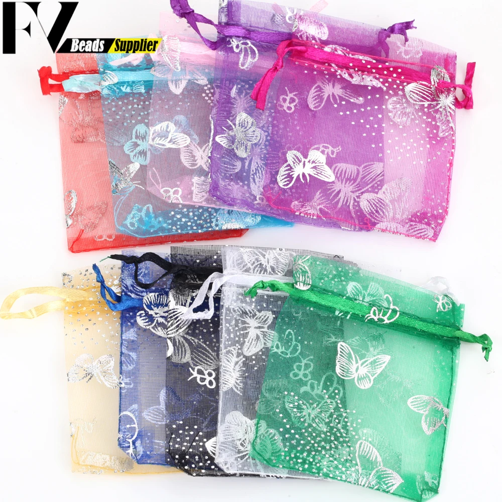 Wholesales 50pcs/lot Drawstring Organza Bags Jewelry Packaging Bags Fit Wedding Birthday Candy Bags Gifts Pouches Sweets Pouches