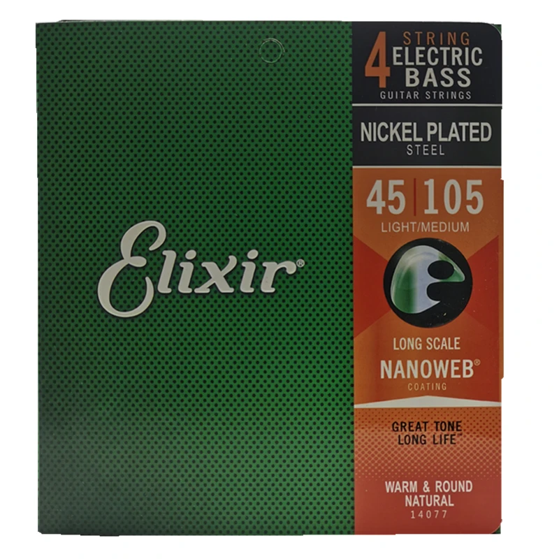 

Комплект электрических Басовых Струн Nanoweb Elixs 14077, 4 струны, ультратонкое покрытие, теплое и круглое натуральное Никелированное покрытие, ста...