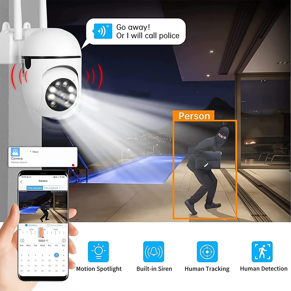 IP-камера наружная беспроводная с Wi-Fi 3 Мп 4-кратным увеличением и HD-объективом -