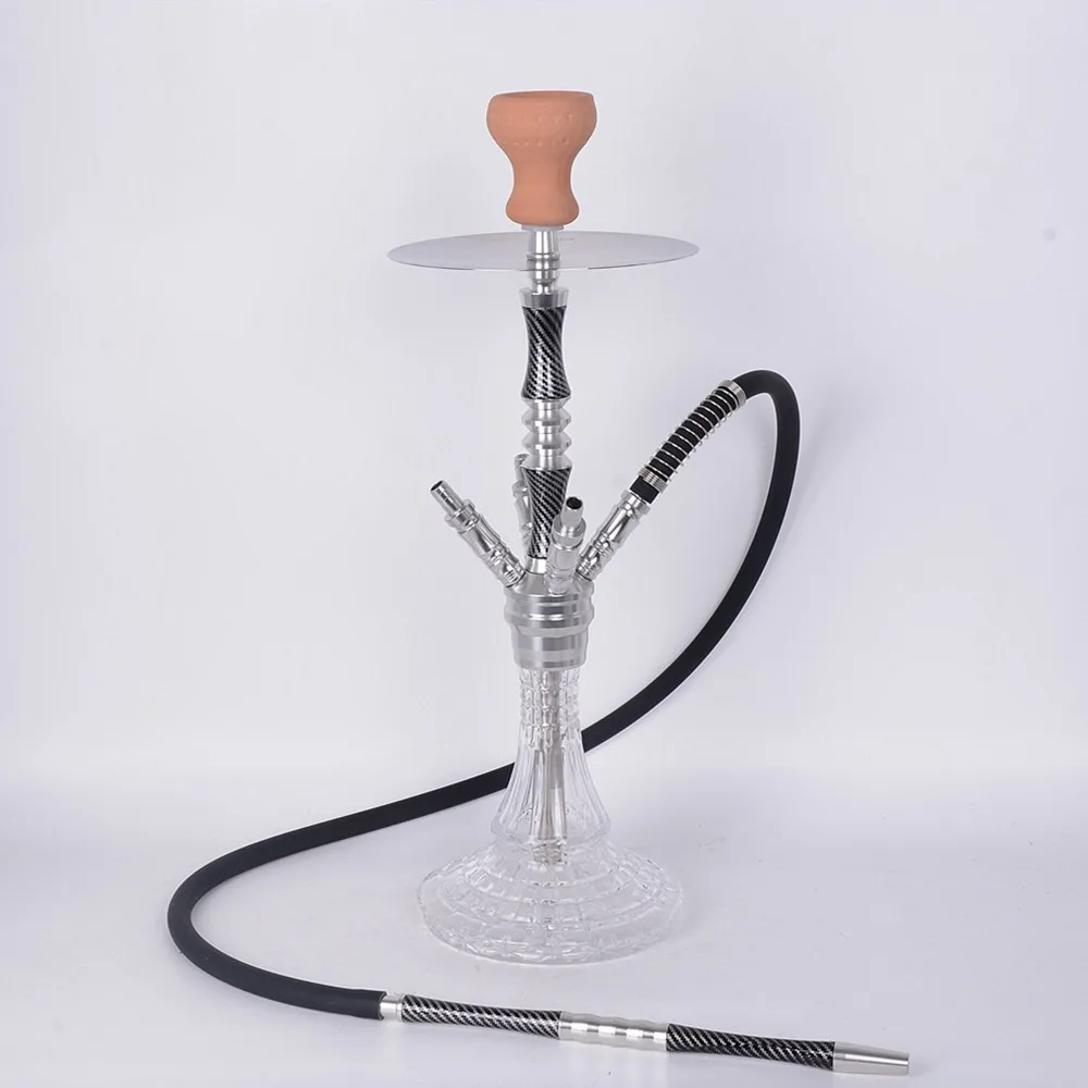 

Four-pipe Hookah Medium Aluminum Alloy Carbon Fiber Wrapped Flower With Hookah Accessories Narguile Complete Shisha Smoke