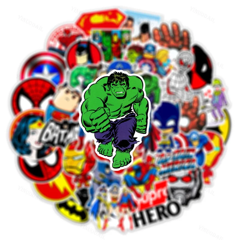 

200PCS Disney Marvel The Avengers Cute Super Hero Cartoon Stickers Graffiti DIY Phone Laptop Bike Waterproof Kids Sticker