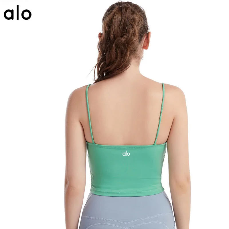 

Alo Yoga Sexy Deep V Sports Bra Crop Top With Pads Fitness Vest Backless Tube For Women Sportswear Gym Workout Clothes