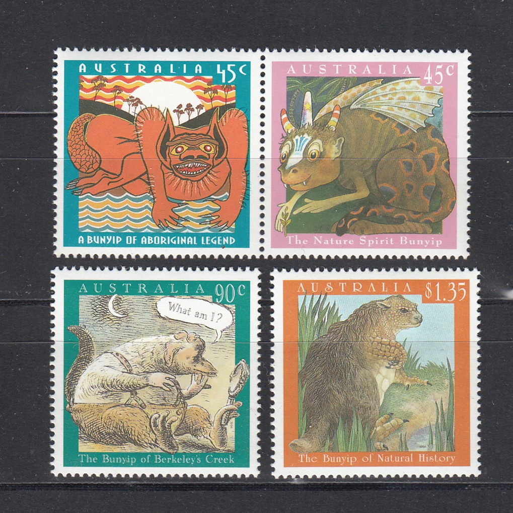 

4 PCS,Australia Post Stamp,1994,Mythical Animal-Bunyip,Animal Stamps,Real Original,MNH