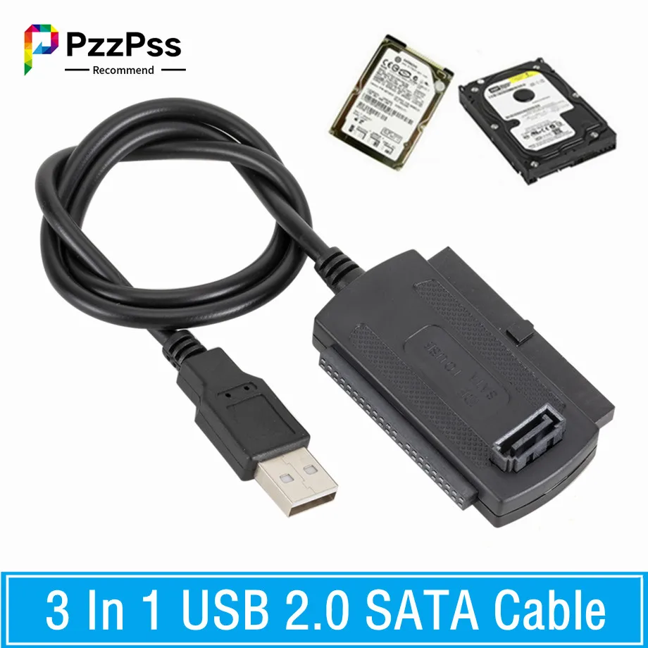 

PzzPss 3 in 1 USB 2.0 IDE SATA 5.25 S-ATA 2.5 3.5 Inch Hard Drive Disk HDD Adapter Cable For PC Laptop Converter