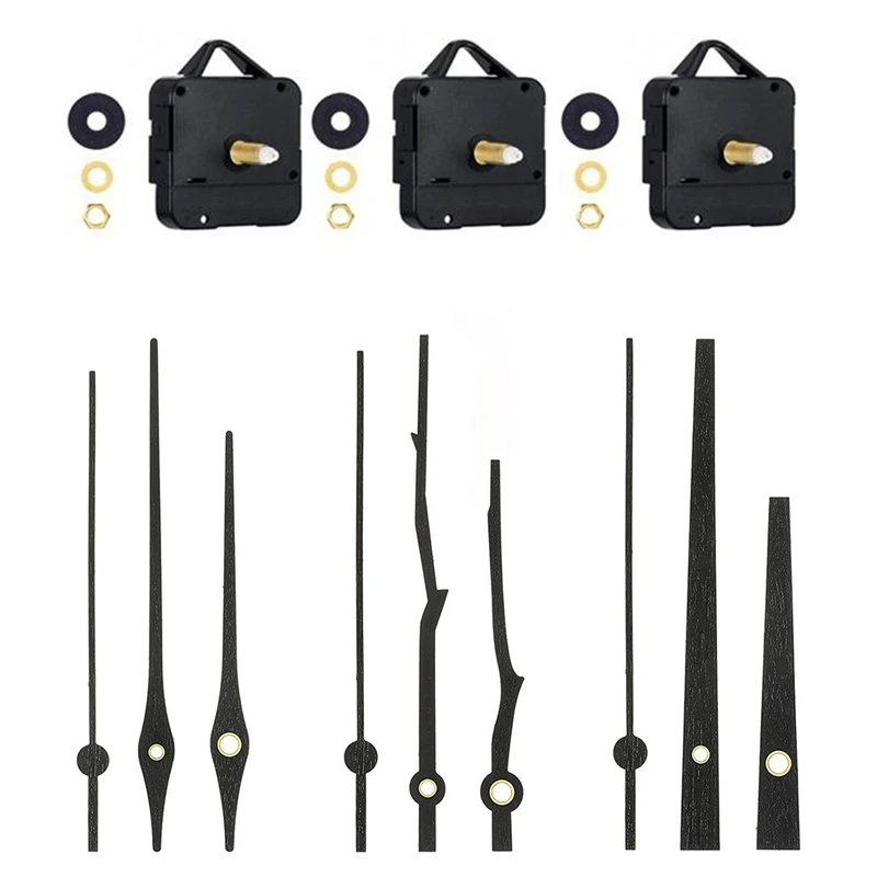 

3Pcs Silent DIY Quartz Wall Clock Movement Kit With 3 Types Wooden Hands For 12 Inch Clock Repair Replacement Part