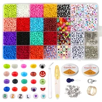 letter beads and diy tool for jewelry making color glass seed beads kit for diy bracelet necklace earrings beaded set accessory