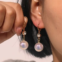 2022 new fashion mermaid pearl stud earrings colorful pink transparent unique stud earrings women wedding jewelry birthday gift