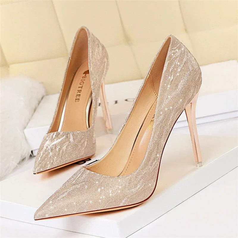 

Sequin Silver Pumps for Women Shoes Fashion High Heels Casual Pointed Toe Women Heels Stiletto Ladies Chaussures Femme 2023 New
