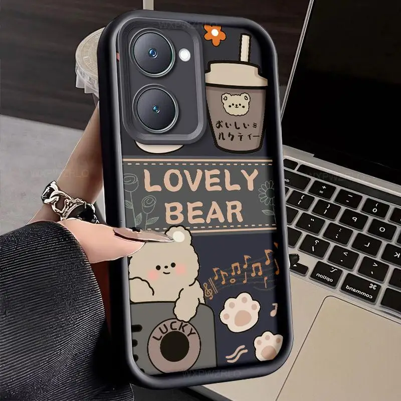 Чехол для телефона с рисунком медведя vivo Y18 Y36T Y03T Y18E Y03 Y28S модный все включено