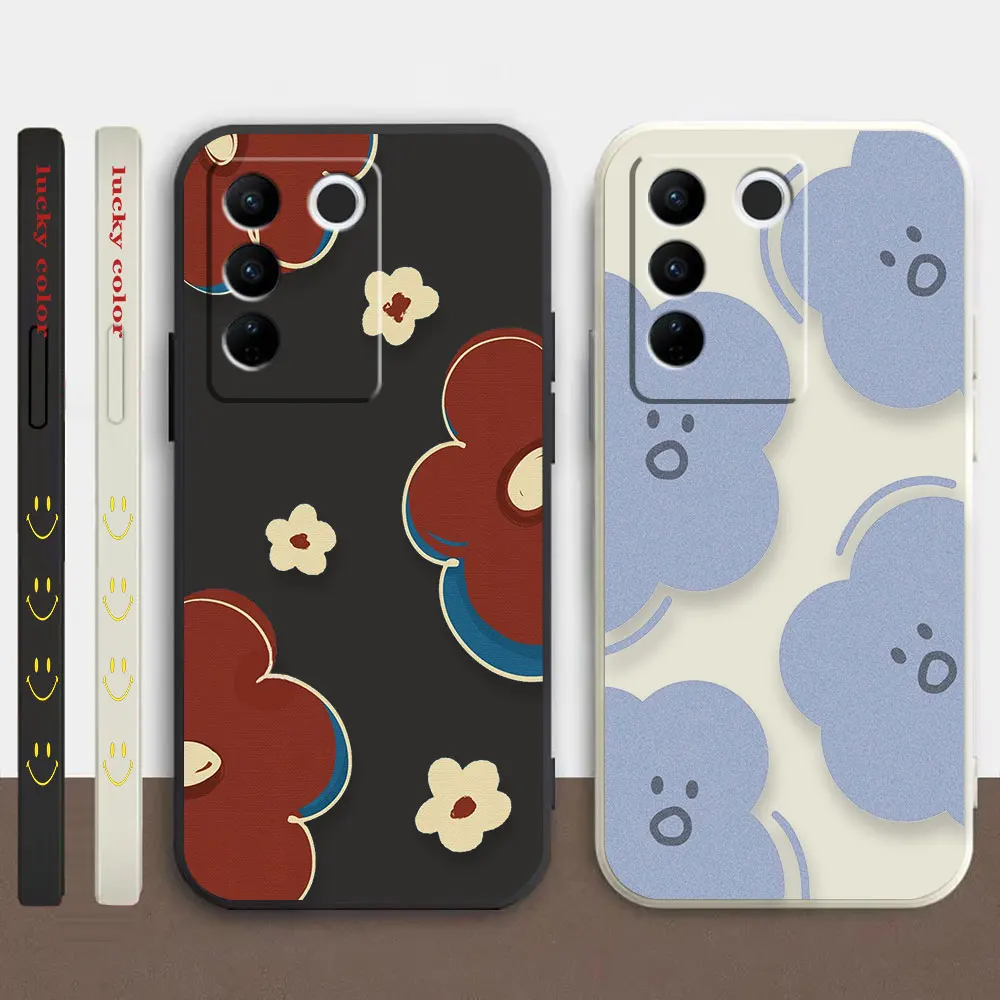 

Case For VIVO S1 S5 S6 S7 S9 S9E S12 S15 S16E T1 T2X V15 V21 PRO 5G Colour Simple Liquid Silicone Case A Lovely Floral Pattern