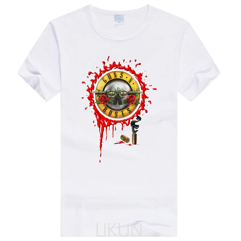 

Мужская футболка Guns N Roses Logo Bullet косая скала Metal Music white