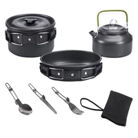 new outdoor camping cookware aluminum alloy cookware set foldable tableware kettle pot frying pan camping picnic equipment