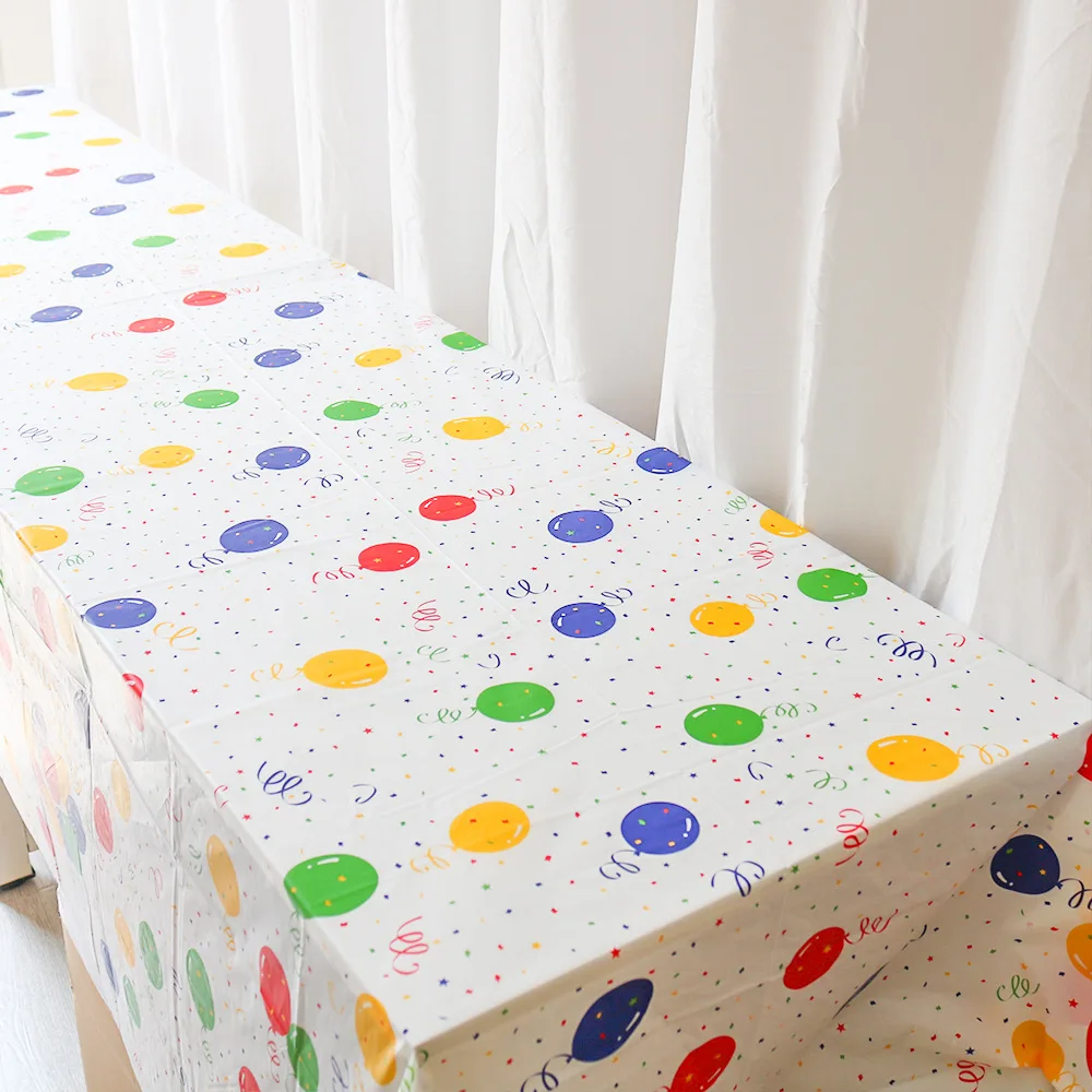 

137*274 см одноразовая Peva пластиковая скатерть, утолщенная Водонепроницаемая скатерть для стола с мультяшным воздушным шаром, декор для дня рождения, детской комнаты