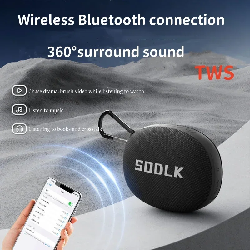 Фото Портативная беспроводная Bluetooth-колонка SODLK TX7 для активного отдыха, с мощными басами, TWS, водонепроницаемая (IPX7), для походов и активного отдыха на природе. №5