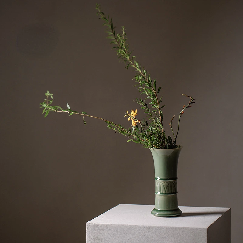 Mei Ziqing Yue печь Селадон полунож глина Цветочная композиция для вазы