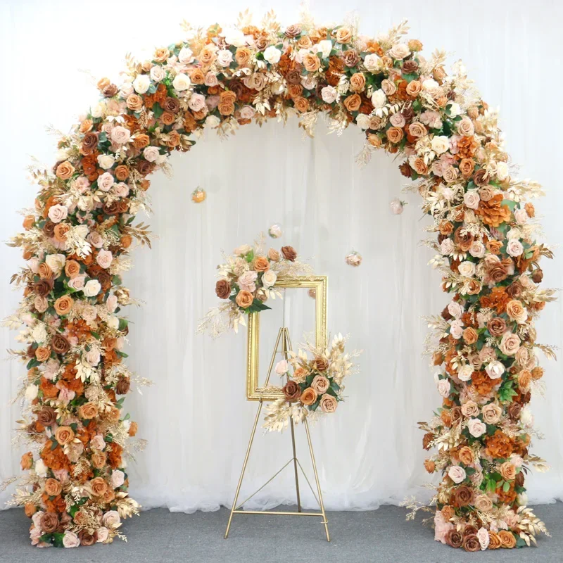 Herbst Farbe Gold Leaf Rose Luxus 5D цветочный банкет для свадьбы