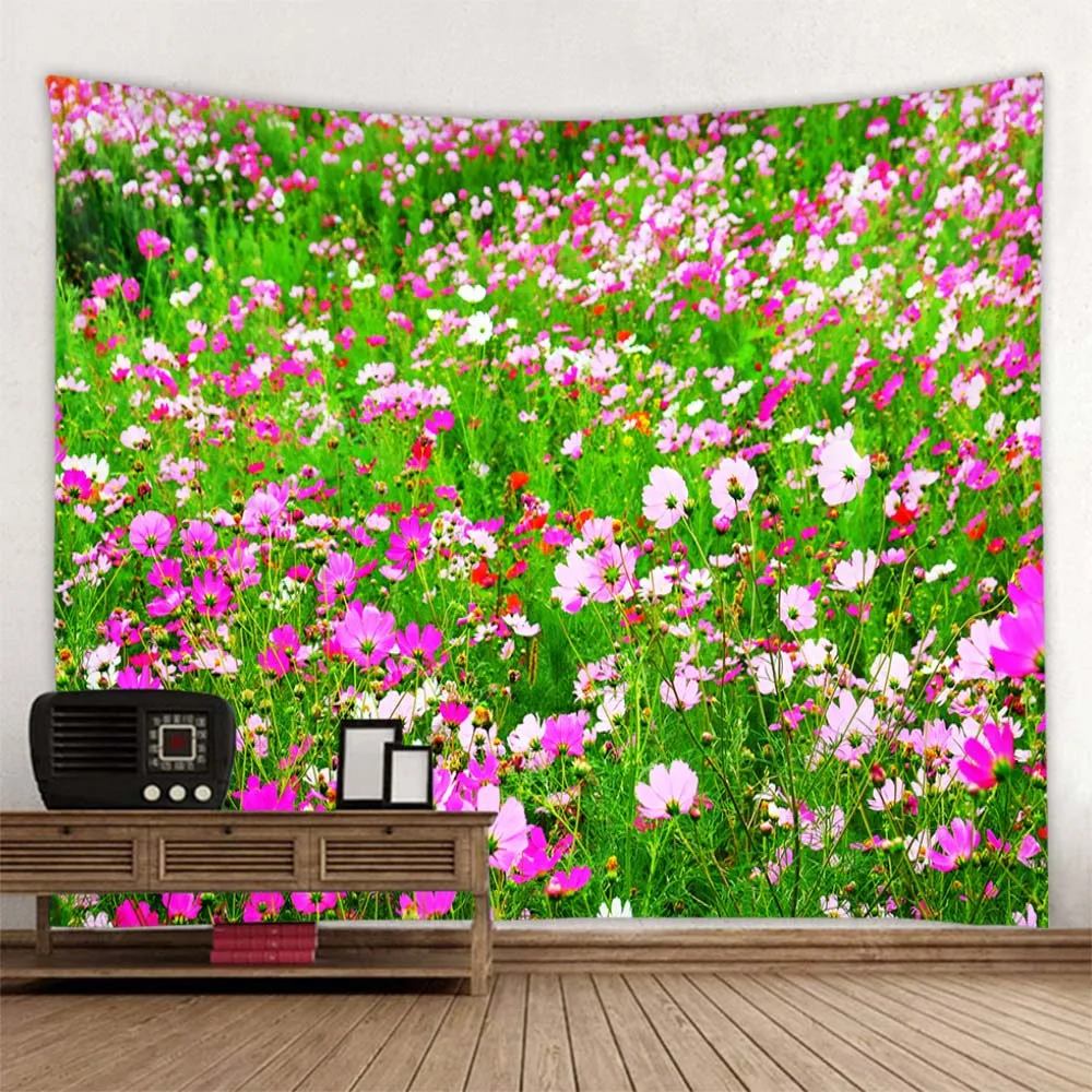 Гобелен с цветочным лесом красочный пейзаж фреска подвесная ткань пляжное