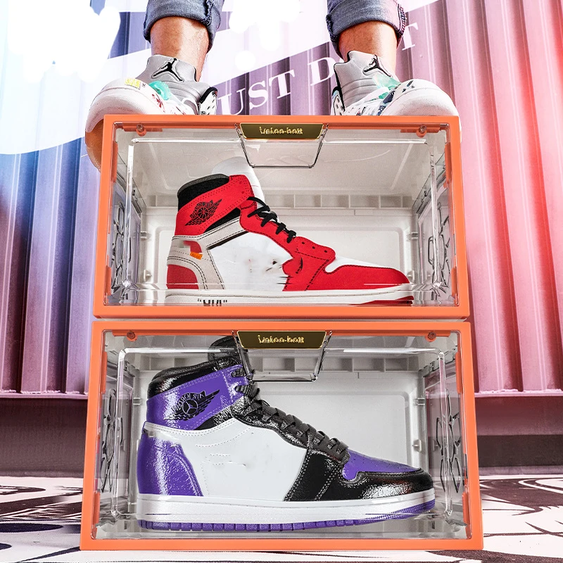 

Составной пластиковый ящик для хранения в шкафу с lidorganic Мужская и женская обувь, кроссовки, сандалии, танкетка, плоская подошва, высотой 8,2 д...