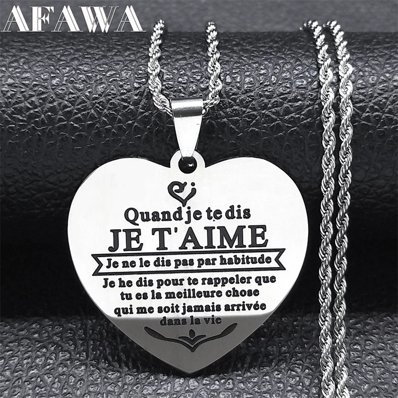 

When I tell you I LOVE YOU Necklaces for Women Men Stainless Steel Heart Necklace Jewelry for Lover Valentine's Day Gift N7831