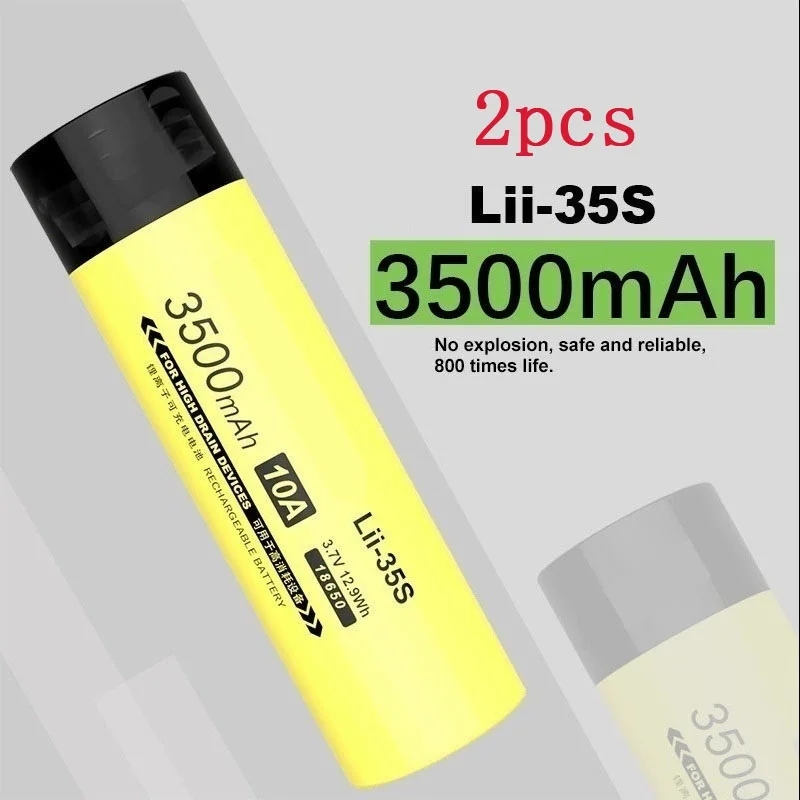 

2PCS -35S 18650 3.7V 3500mAh Rechargeable Lithium Battery for LED Flashlight