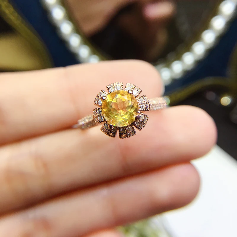 Роскошное 925 бриллиантовое кольцо 8 мм 2ct VVS класс натурального цитрина для